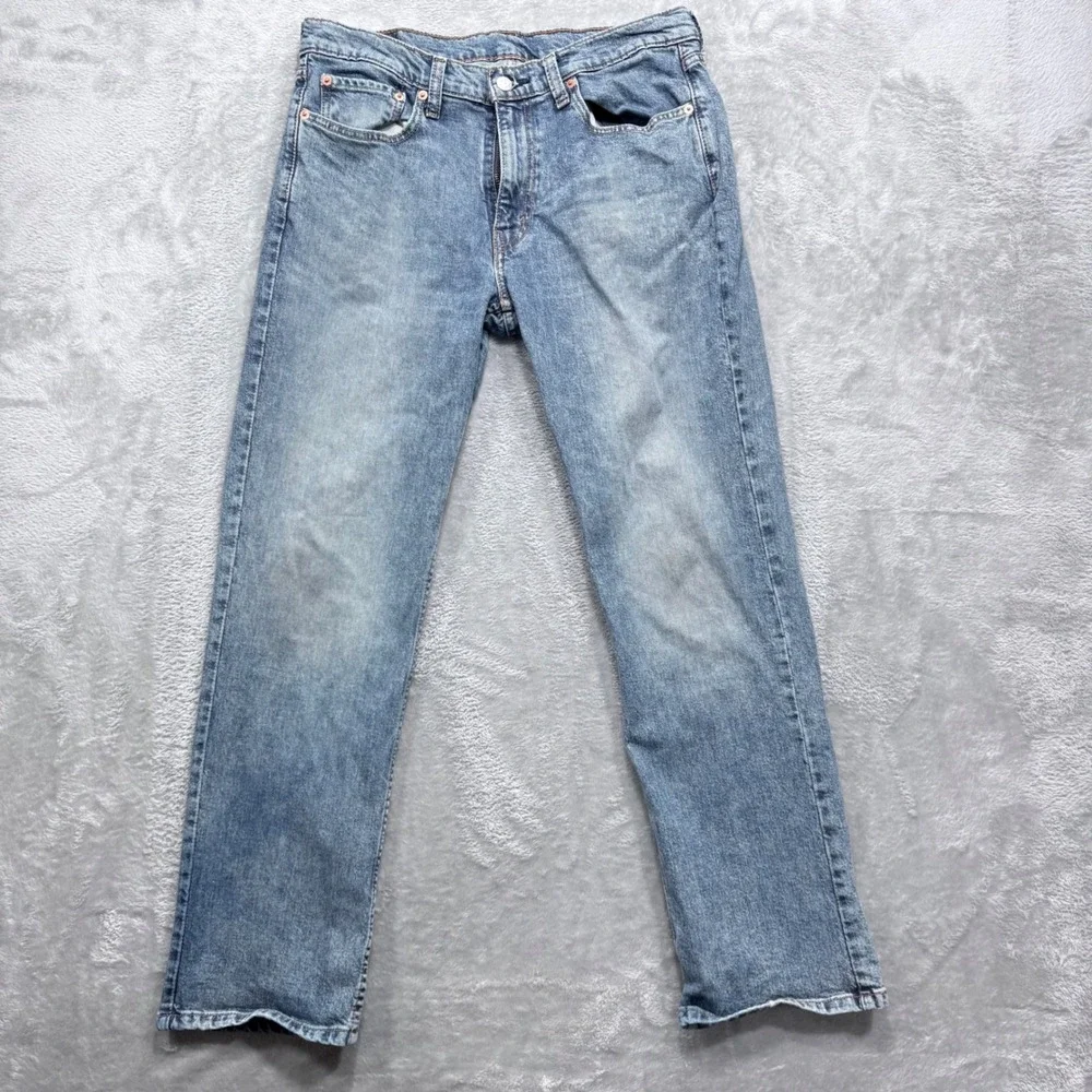 Levi's 514 Straight Fit Jeans Mens 34x32 Blue Medium Wash Stretch Denim